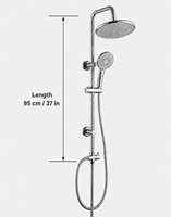 Colonne de douche moderne apparente chromée avec pommeau de douche pluie rond et douchette à main pour projets hôteliers – Vente en gros