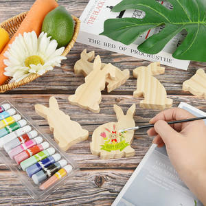 Juego de 12 adornos de pino con forma de conejo de Pascua Amzcraft, sin terminar, para pintar, manualidades de pino grueso - Product Image 3