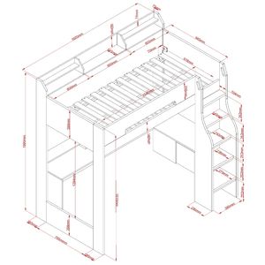 Cama Alta Tipo Loft para Gaming para Habitación de Niño con Escritorio, Muebles de Videojuegos para Niños - Product Image 6