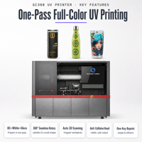 Imprimante UV industrielle GC380, machine d'impression rotative à 360 degrés pour cylindres, 8 couleurs, blanc brillant, numérisation 3D automatique pour bouteilles, gobelets et tasses