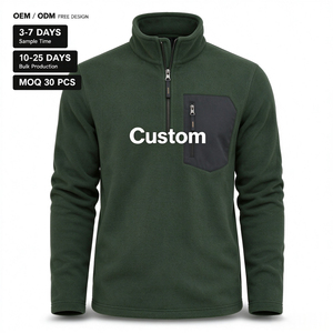 Sweat-shirt d'hiver pour homme en micro polaire à demi-zip, col montant, pull personnalisé avec logo, veste d'extérieur - Product Image 1