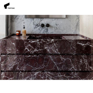 Тостон Италия Rosso Levanto красный натуральный мраморный туалетный столик для современной домашней виллы отель ванная комната умывальник интерьер украшения - Product Image 1