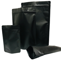 Sacs Mylar refermables sur mesure 3,5g/7g/1oz/1lb, emballage de marque, pochettes noires à fermeture éclair verticales