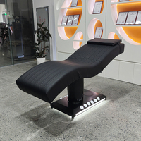 Nouvelle Arrivée Mobilier de Salon de Beauté Table de Massage Faciale Spa Entièrement Noire Moderne 3 Moteurs Électriques Lit Cosmétique Incurvé pour Cils