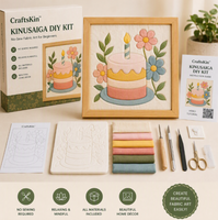 Kit de Quilting DIY Kinusaiga pour Cadeau d'Anniversaire, Kit d'Artisanat Sans Couture pour Débutants, Décoration Murale, Ensemble Cadeau – Tous les Matériaux Inclus