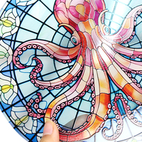 Décoration Murale en Verre Teinté en Forme de Pieuvre, Art Déco Nautique, Attrape-Soleil, Thème Océan, Cadeau Nautique, Décoration Intérieure