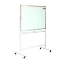 Tableau blanc magnétique en verre trempé, double face, rotatif à 360 degrés, effaçable à sec, sur support mobile, 90x120cm, pour bureau
