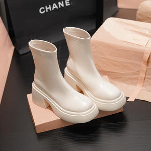 Botines de Ante Blancos Estilo Británico para Mujer, Plataforma con Suela Gruesa, Aumento de Altura, Elásticos, Delgados, Otoño, Invierno, Primavera - Product Image 4