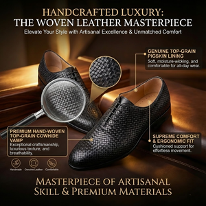 Chaussures habillées de luxe pour hommes, fabriquées à la main, pour le bureau et les affaires, à lacets, Oxford formelles, semelle extérieure en caoutchouc, respirantes, légères et confortables - Product Image 3