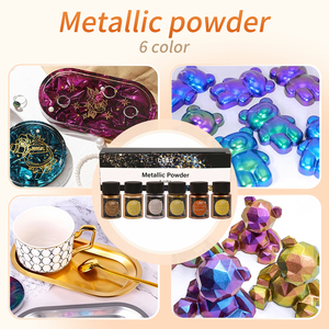 LEQU ผงสีเมทัลลิกโฮโลแกรม 6 สี ทำด้วยมือสำหรับศิลปิน DIY - Product Image 5