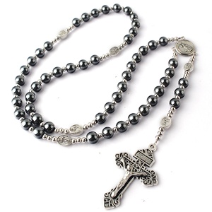 <span class=keywords><strong>Rosario</strong></span> de Hematita de 8mm con Cuentas de Acero Inoxidable y Cuentas de la <span class=keywords><strong>Divina</strong></span> <span class=keywords><strong>Misericordia</strong></span>, Collar de <span class=keywords><strong>Rosario</strong></span> con Crucifijo del Perdón para Hombre - Product Image 5