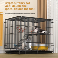 Petite cage d'intérieur pour chat, villa en fer pour animaux de compagnie, motif solide, plateau en plastique, palette multi-niveaux, maison pour chat écologique, fermeture à bouton, carrée