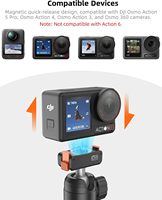 Untuk Osmo Action 5 Pro/4/3 Mini Tripod 21" Aluminium Ringan Magnetik Desain Lipat Lepas Cepat Kepala Bola 360 untuk Video