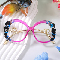 Lunettes Papillon Multicolores Anti-lumière Bleue Cœur Tendance Mode Femme Monture Complète Durable Confortable
