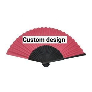 Éventail pliant en bambou naturel personnalisable de 21 cm avec motif floral peint, cadeau d'affaires, artisanat en bambou - Product Image 3