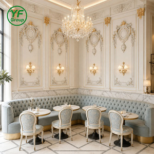 Muebles de Restaurante Modernos y Lujosos, Asientos de Terciopelo Cómodos, Banqueta con Respaldo Acolchado y Botones para Hotel, Bar, Cafetería - Product Image 2