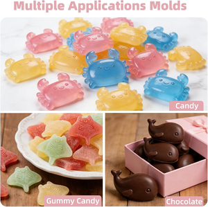 Stampo per cubetti di ghiaccio in silicone con forme di simpatiche creature marine, facile da rilasciare per preparare bevande, caffè e cioccolato - Product Image 6
