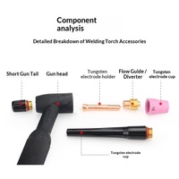 Accessoires pour torche de soudage à l'arc à l'argon WP-12, tête de torche longue/courte refroidie par eau, guide de flux, porte-aiguille en tungstène, buse en céramique