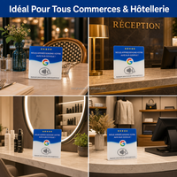 Carte NFC Google Review tactile personnalisée 12x12cm en acrylique français, 100 000+ cycles, support sans contact pour réseaux sociaux pour entreprises