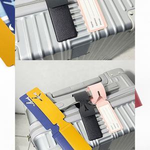 Offre Spéciale multicolore double face Logo personnalisé longue bande gaufrage pressage à chaud étiquettes à bagages <span class=keywords><strong>en</strong></span> cuir avec avion - Product Image 6