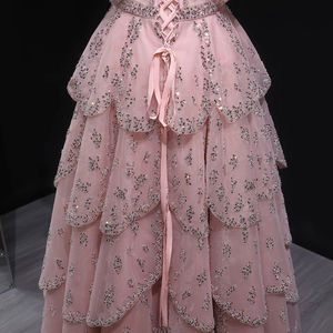 Jancember lüks boncuklu akşam elbise kapalı omuz katmanlı Ruffles kadınlar için zarif arapça parti balo kıyafetleri Lsz612 - Product Image 4