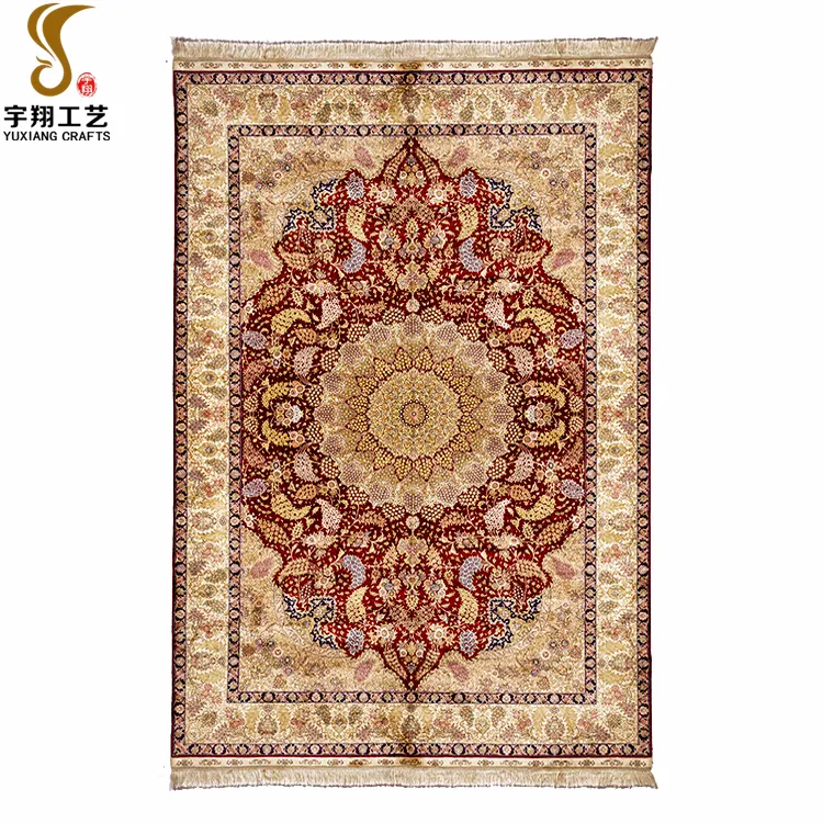 YUXIANG 6'X9' Red Handcraft Silk Carpet Turkish Handmade Carpet 100% Silk Area Rugs Made In China