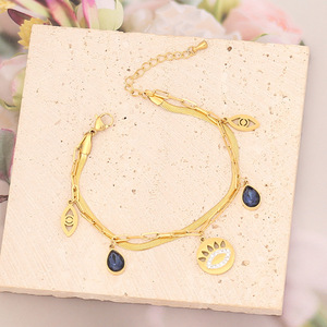 Nuovo Design18K placcatura in oro PVD serratura in acciaio inossidabile/cuore/trifoglio/fiore/stella/malocchio/albero della vita braccialetto con ciondoli fortunati donna B348 - Product Image 6