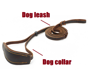 250cm starkes Hoch leistungs seil Geflochtenes integriertes Hunde halsband und Leine Verstellbares Anti-Kollisions-Halsband und Leine aus echtem Rindsleder - Product Image 2