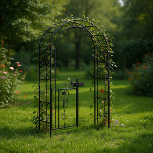 Arco de Jardín de Metal Negro con Puerta y Pestillo para Uso en Exteriores, 72 Pulgadas de Alto - Product Image 2