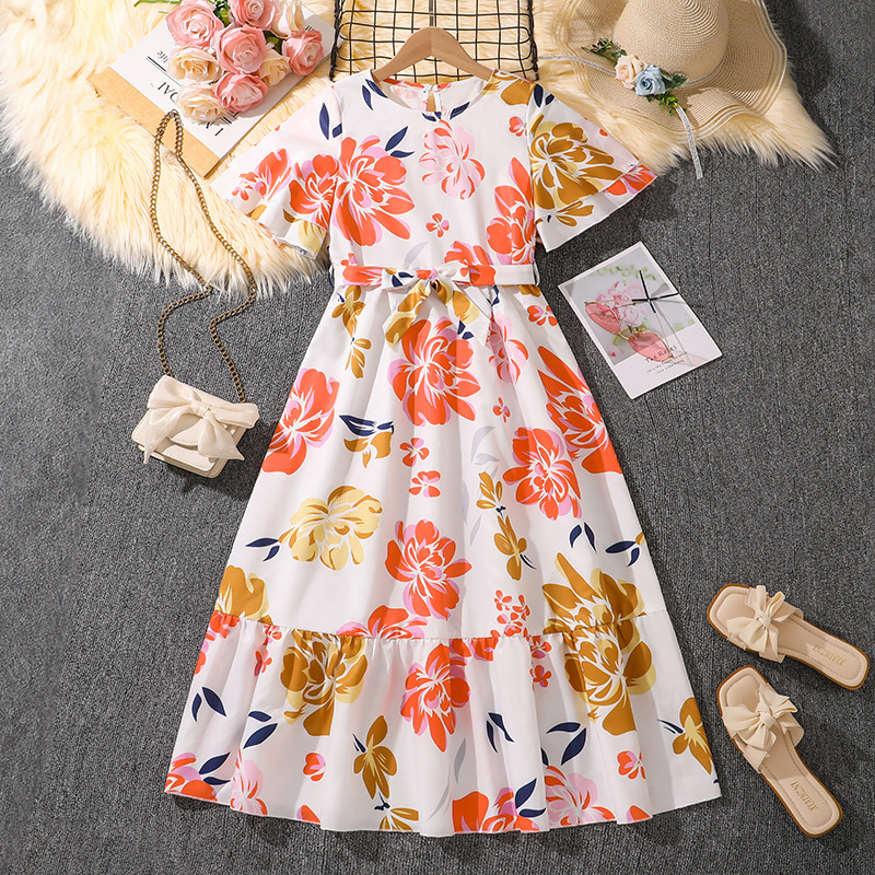 teen holiday dresses Xdegoge Girls formal Dress Ruched A Line Swing Layered Tie Shoulder Flowy formal Dresses Party Wedding Flower Girl Dress Red 14-16 Vestidos De Verano Para Nia these dresses will leave her full of Holiday cheer Summer Teen Dresses Ins New