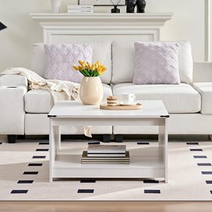 Tavolino convertibile MDF in legno con scaffale aperto Design casale <span class=keywords><strong>salvaspazio</strong></span> per uso domestico per soggiorno studio zona pranzo - Product Image 3