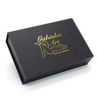 Kotak Kemasan Kosmetik Hot Stamping Bronzing Custom Hitam Flip-Top dengan Tray Dalam Kapas Mutiara Kotak Hadiah Magnetik Mewah untuk Masker Wajah