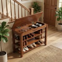 Banc à chaussures minimaliste en bois massif à 3 niveaux, meuble de salon avec rangement et siège pour l'entrée et le couloir de la maison