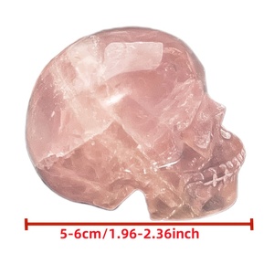 Vente en gros de crânes en cristal de quartz rose de style bohème, artisanat en pierre, sculpture pour décoration d'intérieur unique et cadeaux de vacances - Product Image 4