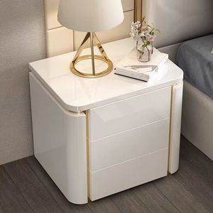 Mesita de Noche Blanca, mesita de noche auxiliar, mesita de noche flotante de madera antigua con cajón para muebles modernos - Product Image 2