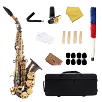 Black Nickel Gold Curved Eb Soprano Saxophone Brass Wind Instrument BB Tone Adjustable Professional Performance Student Band
