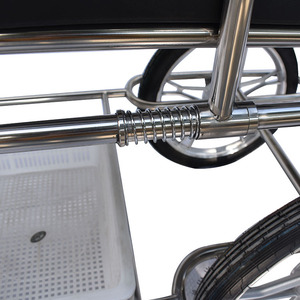 Swiss Franc Stainless Steel Stretcher <b>Trolley</b> 2000*650*750 Patient Transfer Cart With Large And Small Wheels - Product Image 3
