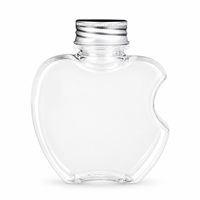 Bouteille en plastique créative de Noël en forme de pomme de 300 ml, en PET transparent de qualité alimentaire, pour thé au lait Boba, avec bouchon à vis en aluminium