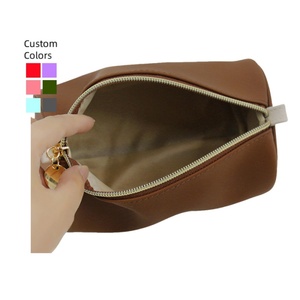 Wholesale PU Leather Cylinder Large Capacity Zipper Makeup Bag Organizer Pouch <b>Travel</b> Cosmetic for Bags for Women - Product Image 4