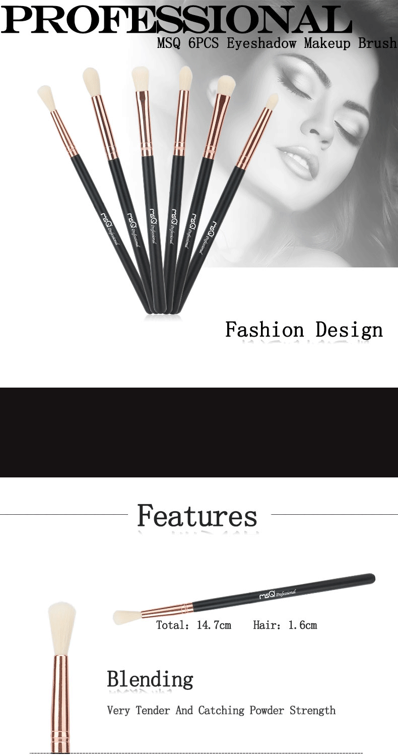 Juego de brochas de maquillaje para sombra de ojos MSQ, 6 uds., brochas de abanico de uso diario para base de pestañas, herramienta cosmética de etiqueta privada - Product Image 5