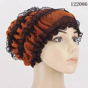 Venta al por mayor: Nuevo gorro islámico turco de lujo para mujer musulmana, gorro de dormir de banda ancha, pañuelo para la cabeza de satén y algodón. - Product Image 4