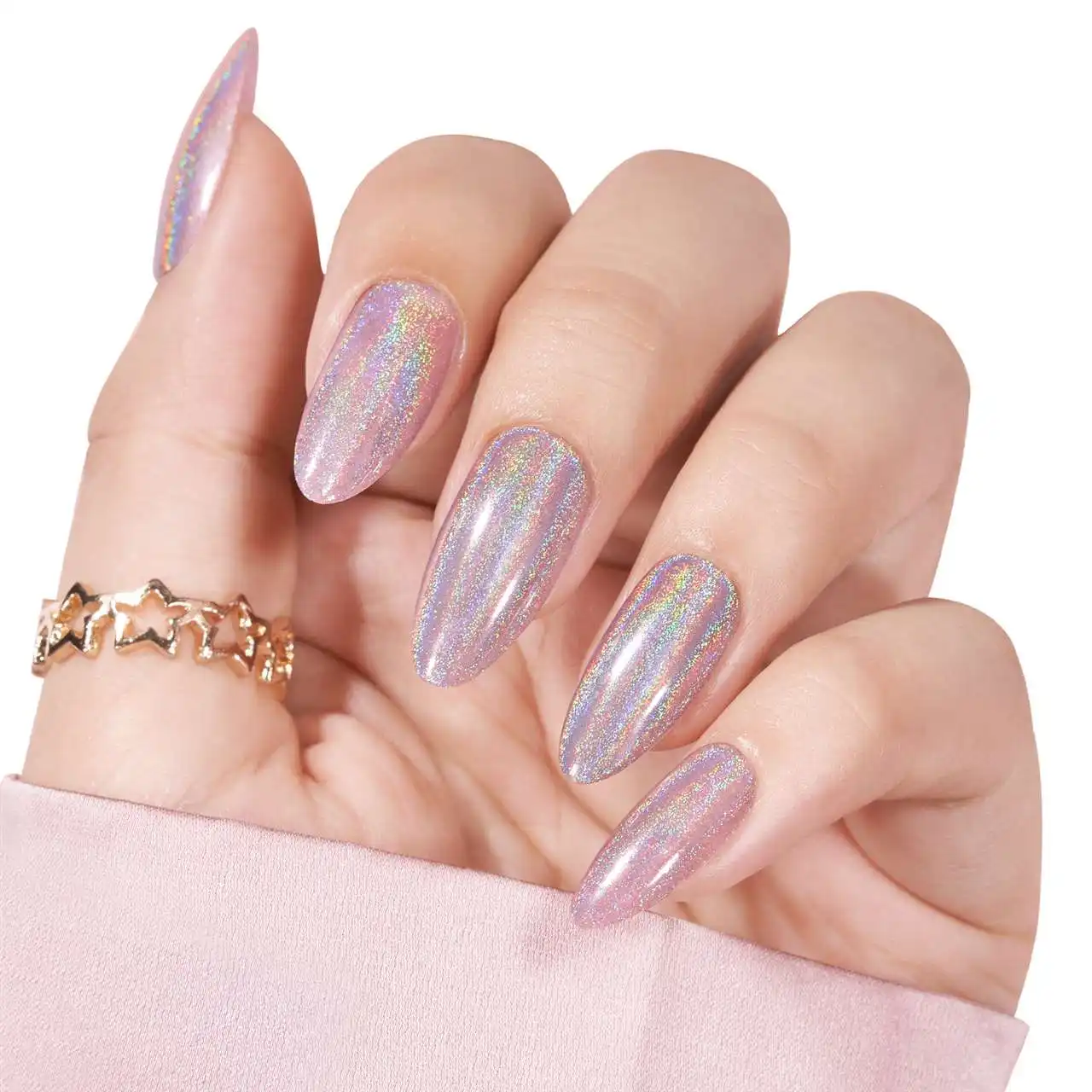 High Quality Night Club Artificial Nails Art Ombre Glitter Gradient Almond Nail Tips Factory Gel Press On Nails