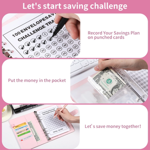 Carnet de notes en cuir magnétique A5 100 jours pour économiser de l'argent Budget Binder Saving Challenge Envelope - Product Image 6