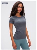 T-shirt de sport pour femme, coupe ajustée, manches courtes, col rond, respirant, 100% coton, séchage rapide, idéal pour le yoga et la course à pied, avec logo personnalisé