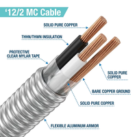 Kabel PrimePro 50ft 12/2 MC 600V Tembaga Padat Berlapis Aluminium dengan Armor Interlock untuk FT4 Tahan Api Tanpa Saluran Pelindung