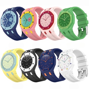 Bracelet de montre de luxe compatible pour Pop Watch, en silicone, étanche, anti-rayures, à libération rapide, multicolore - Product Image 1