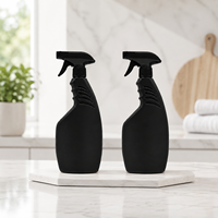 Bouteille pulvérisateur à gâchette en HDPE noir mat de 500 ml, vide, rechargeable, avec poignée ergonomique, pour le nettoyage domestique, la cuisine et l'industrie