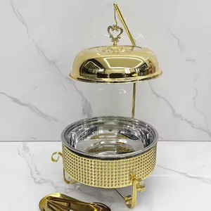 Estufa de Alcohol de Acero Inoxidable, Redonda, Colgante, para Buffet, 8L, 10L, 5.5L, Dorada, para Uso en Hoteles y Restaurantes - Product Image 4