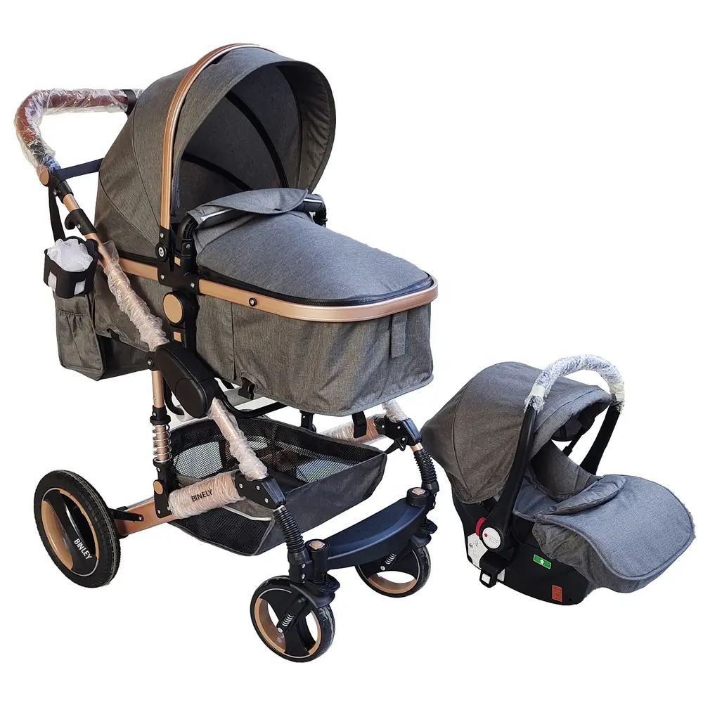 Cochecito portátil para niños, cochecitos plegables fáciles, carrito de viaje 3 en 1, cochecito de bebé con cubierta de lluvia para asiento de coche