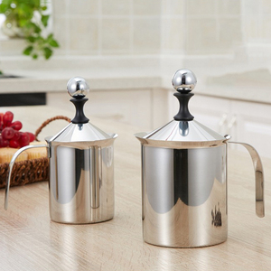 <span class=keywords><strong>Mousseur</strong></span> à lait double maille en acier inoxydable 304, pichet <span class=keywords><strong>mousseur</strong></span> à pompe manuelle pour expresso, latte, cappuccino - Product Image 5